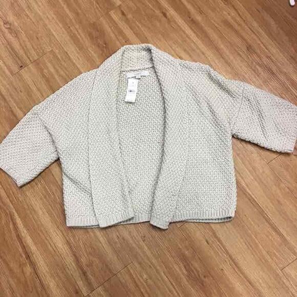 LOFT Womens Sweater Size Small Gold Sparkle Beige Silver Cardigan Ann Taylor NEW - Picture 3 of 5